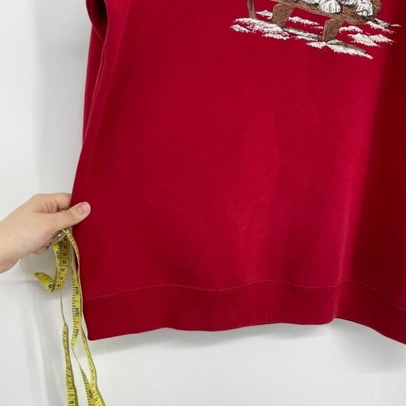 Vintage Penmans Red Crewneck Pullover red snowy Dog embroidered sweatshirt - Picture 9 of 15
